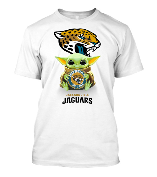 Baby Yoda Hug Jacksonville Jaguars White Star Wars T-Shirt