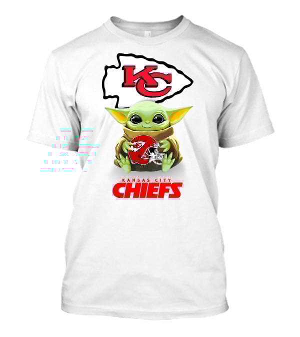 Star Wars Baby Yoda Kansas City Chiefs Helmet Hug T-Shirt