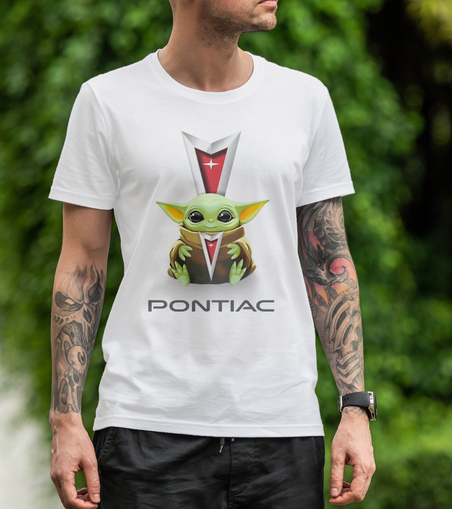 Star Wars Baby Yoda Hug Pontiac Logo White T-Shirt