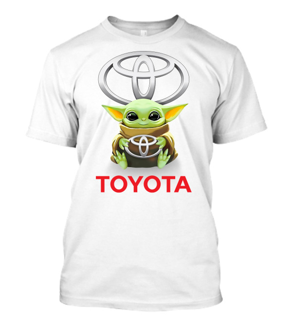 Star Wars Baby Yoda Hug Toyota Logo White T-Shirt