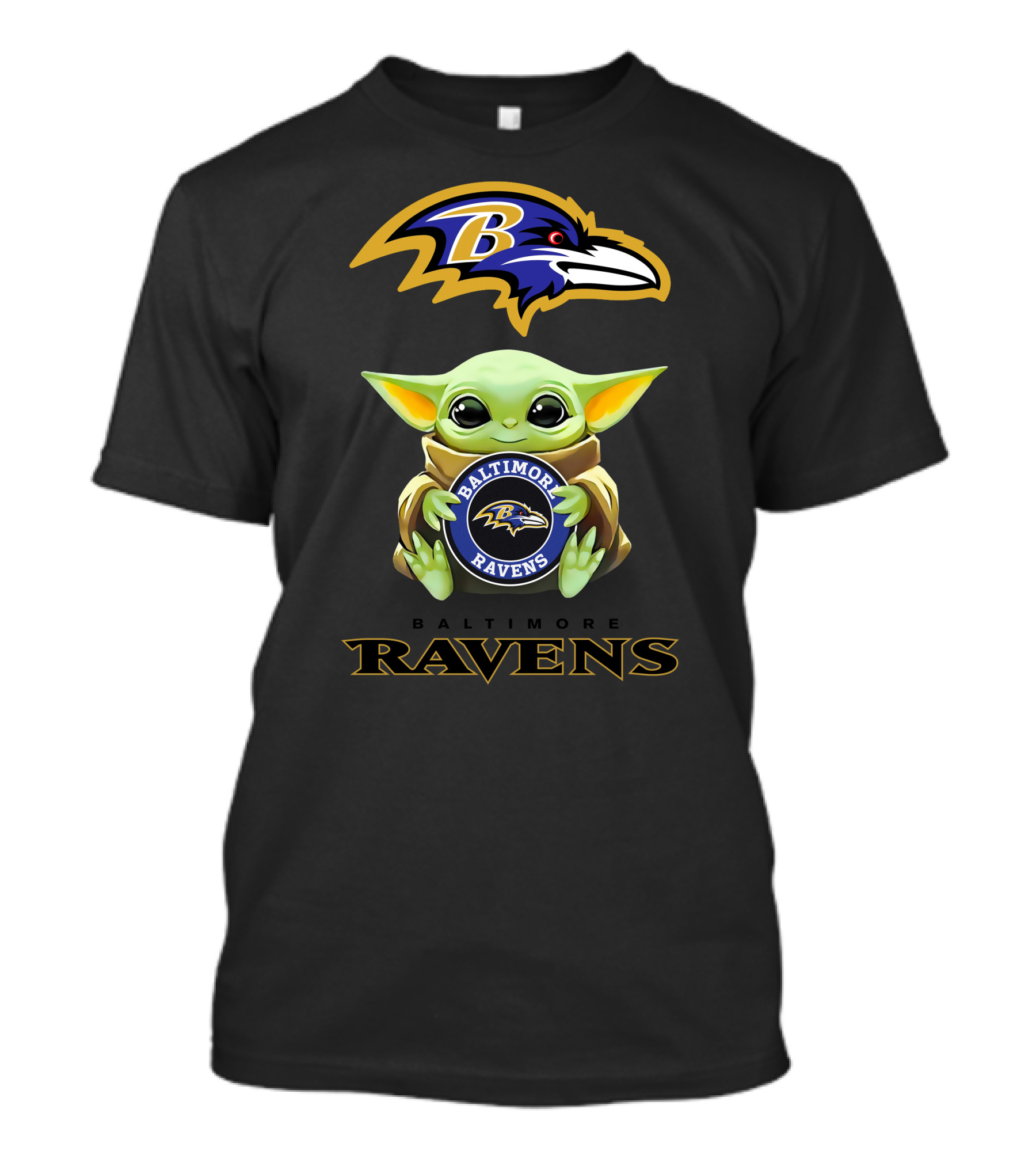 Baltimore Ravens Grogu Hug Football Team Fan T-Shirt