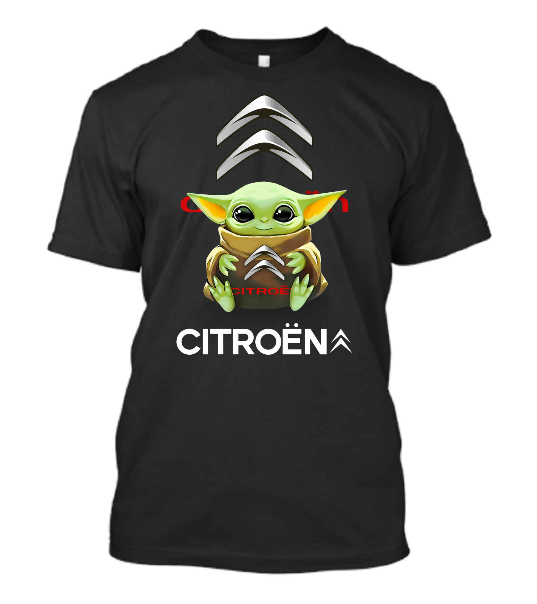 Grogu Holding Citroën Logo With Chevrons T-Shirt
