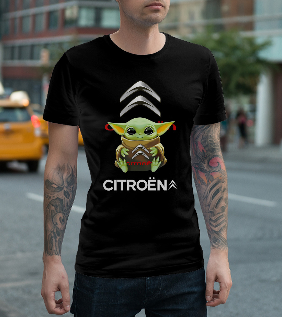 Grogu Holding Citroën Logo with Chevrons T-Shirt