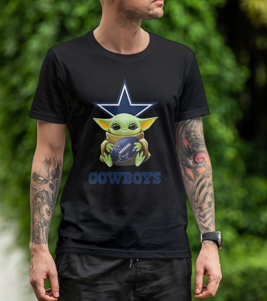 Grogu Cowboys Football Hug Dallas Tailgate Star T-Shirt