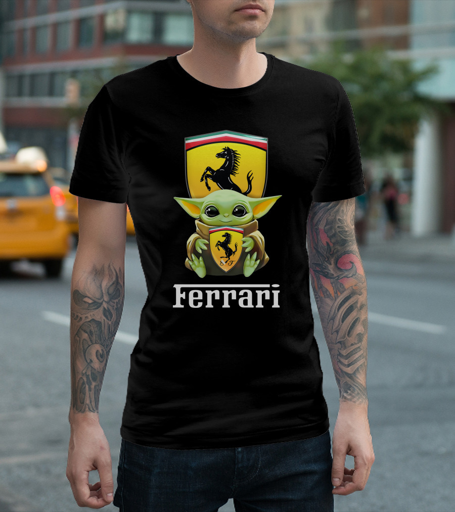 Ferrari Grogu Hug Black T-Shirt