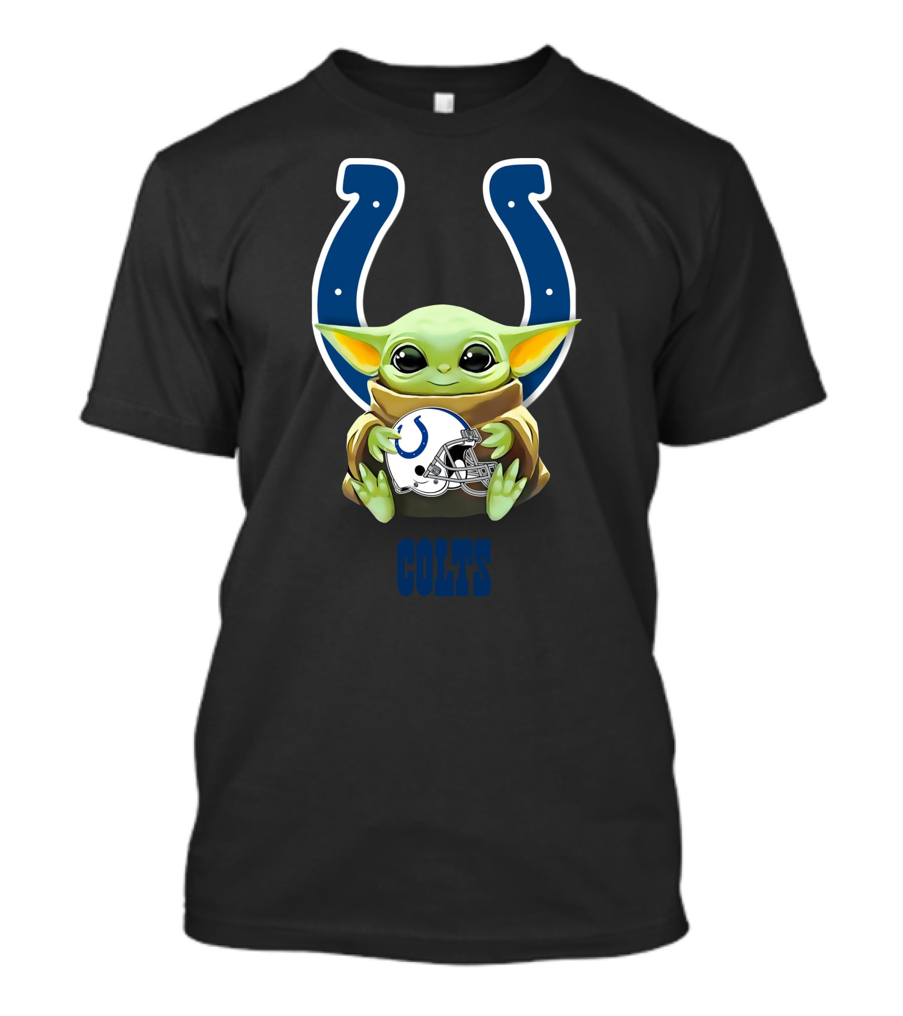 Grogu Embracing Indianapolis Colts Logo With Helmet T-Shirt