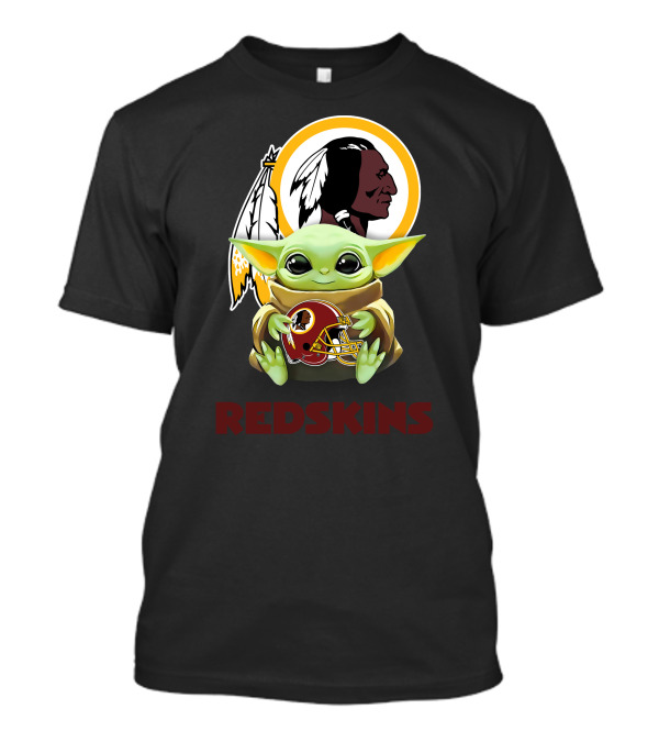 Grogu Hug Redskins Helmet Black T-Shirt
