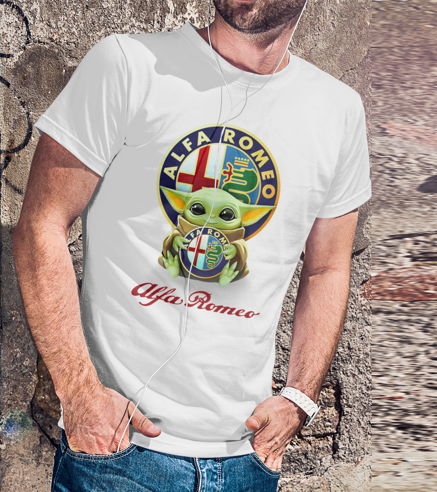 Grogu Holding Alfa Romeo Emblem T-Shirt