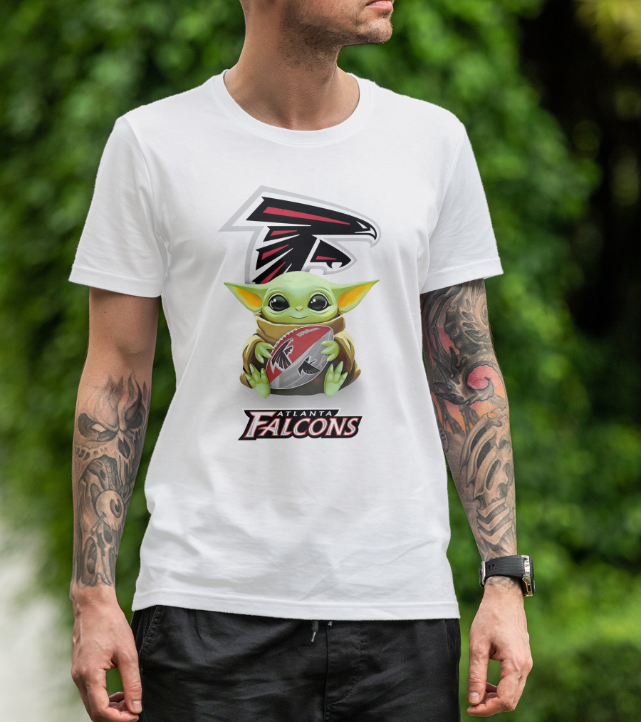 Grogu Atlanta Falcons Hugging Football T-Shirt