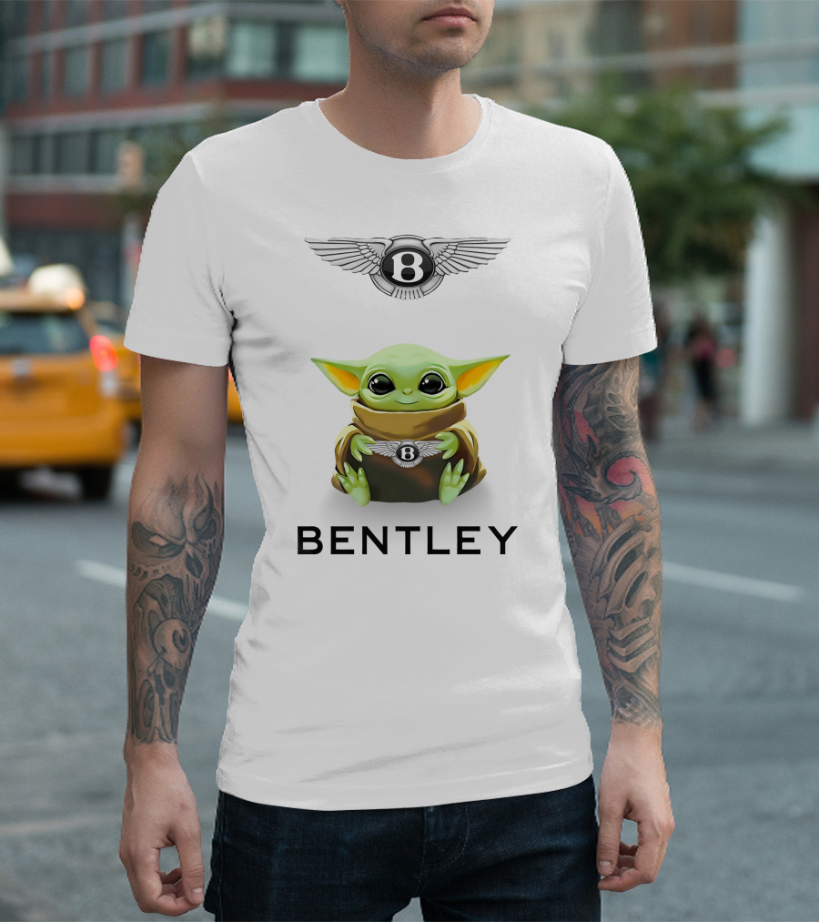Grogu Bentley Logo Hug White T-Shirt