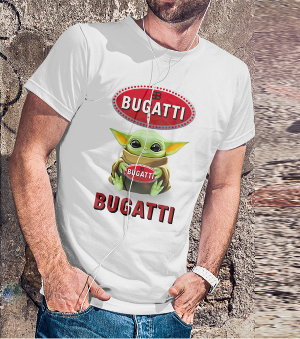 Grogu Holding Bugatti Logo Red And White T-Shirt