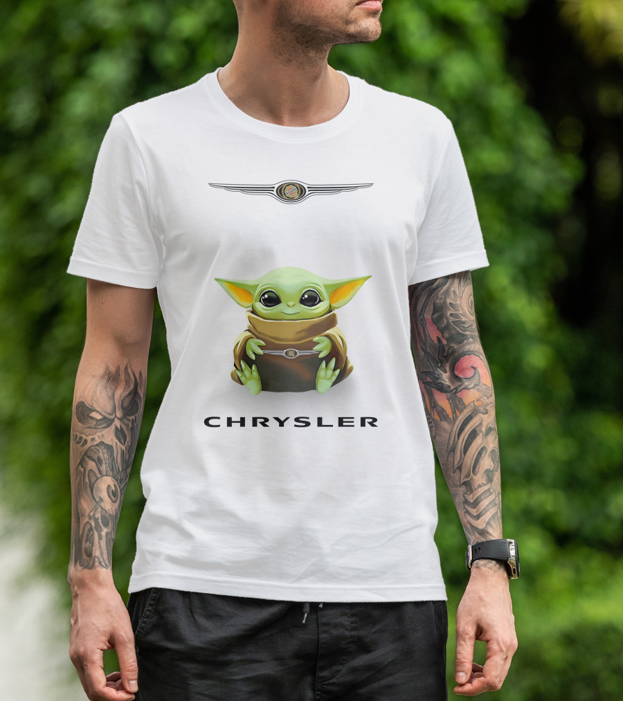 Grogu Chrysler Logo Hug White T-Shirt