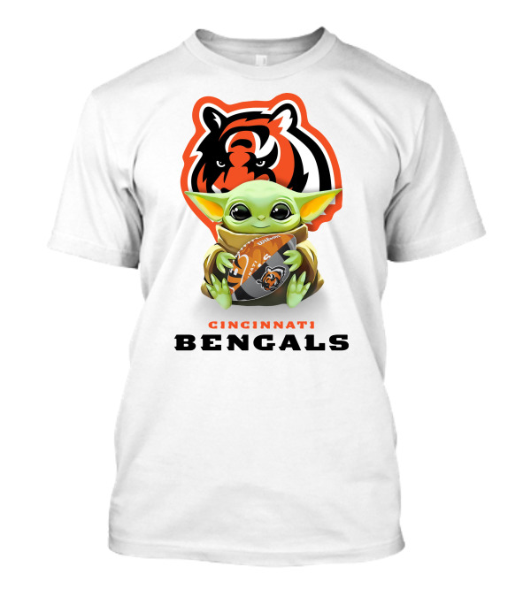 Grogu Holding Cincinnati Bengals Football With Bengals T-Shirt