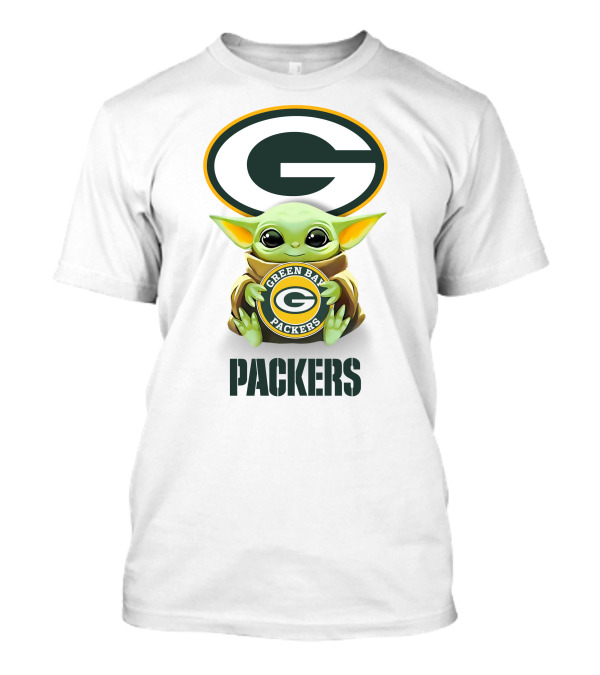 Grogu Green Bay Packers Hug Logo Packers T-Shirt