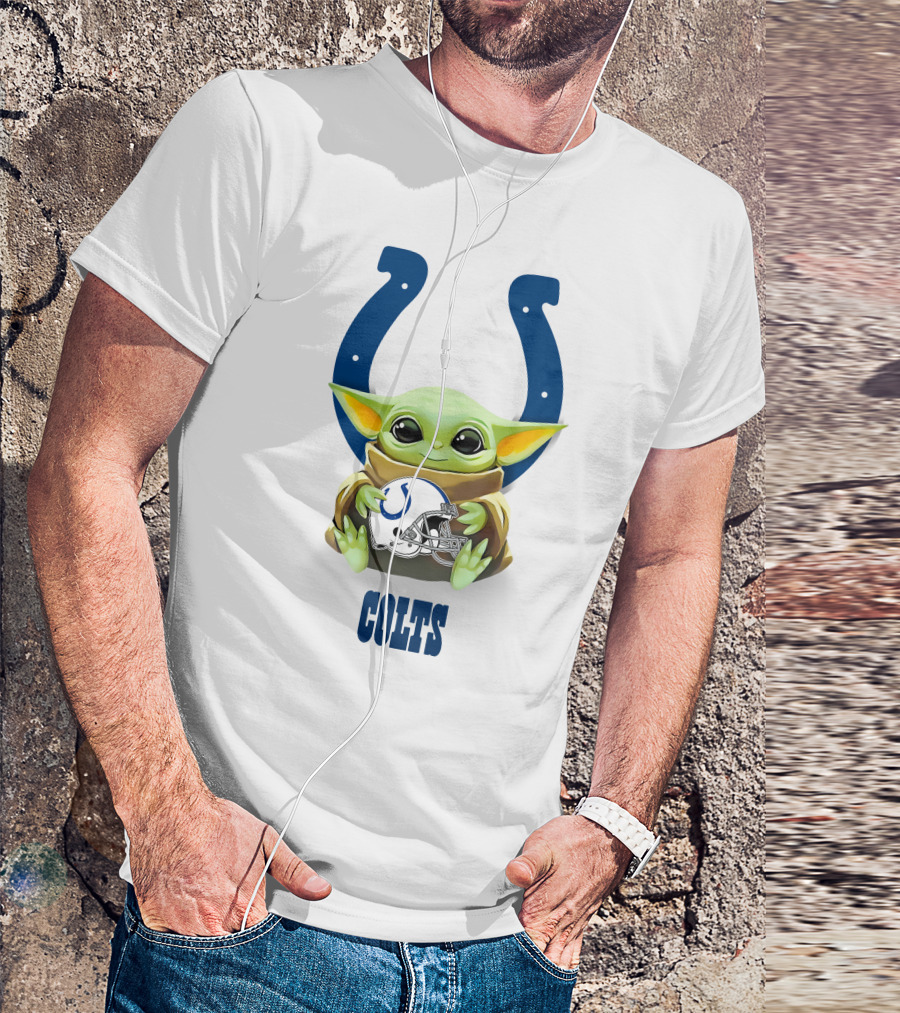 Grogu Colts Hug Indianapolis Colts Helmet T-Shirt