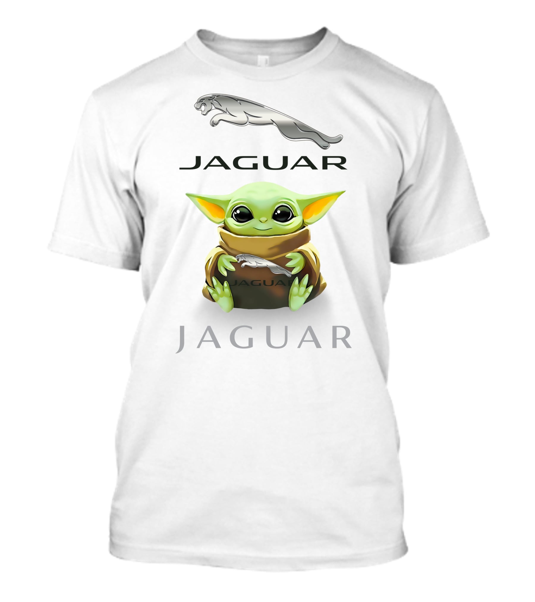 Grogu Holding Jaguar Logo Embrace T-Shirt