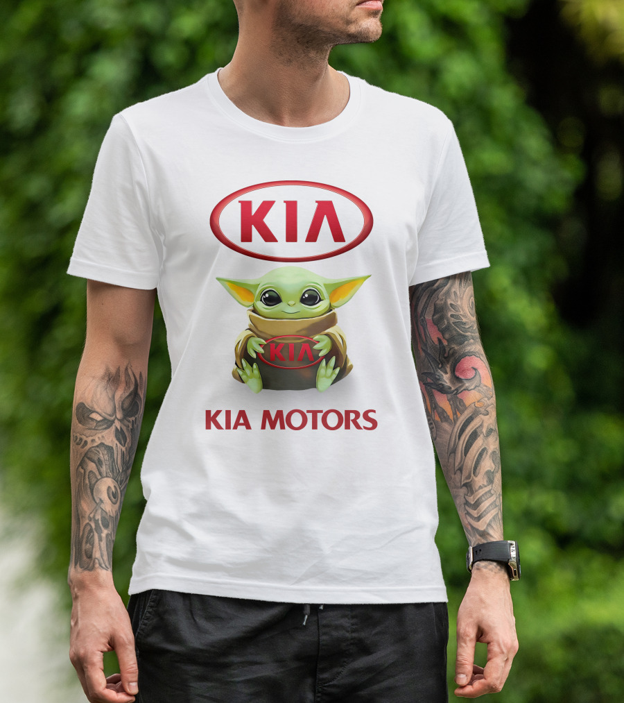 Grogu Hugging Kia Logo Kia Motors T-Shirt