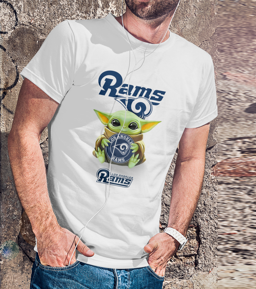 Rams Los Angeles Grogu Hug Holding Rams Emblem T-Shirt