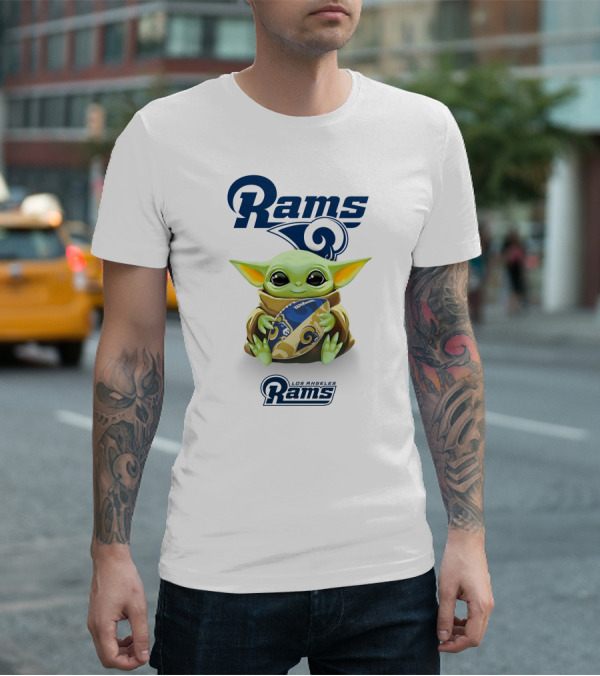 Grogu Los Angeles Rams Football Hug T-Shirt