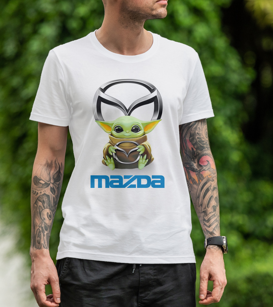 Grogu Hugging Mazda Logo Anime T-Shirt