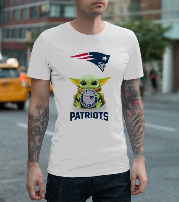 Grogu Holding New England Patriots Emblem T-Shirt