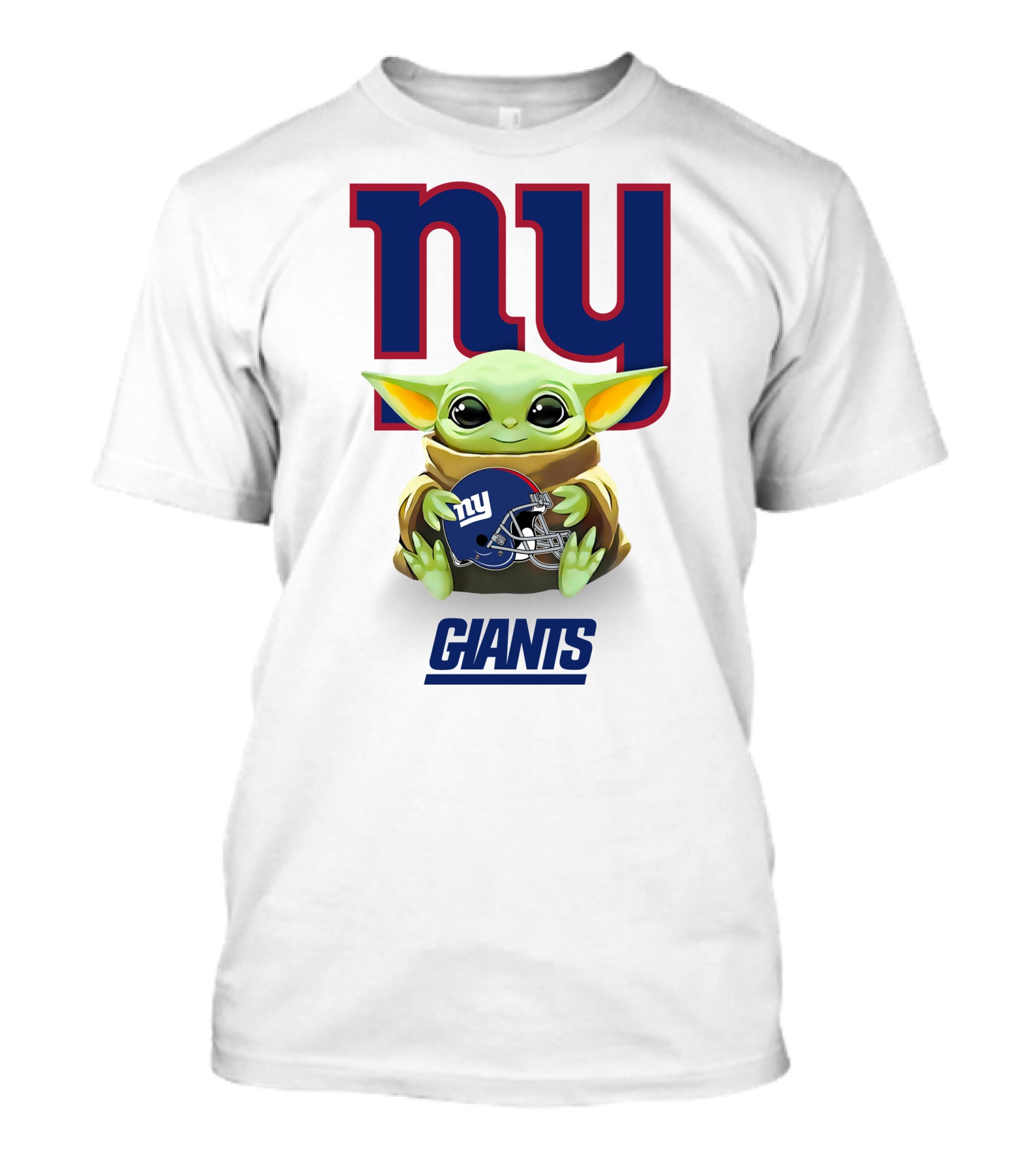 Grogu NY Giants Helmet Hug With Giants Text T-Shirt