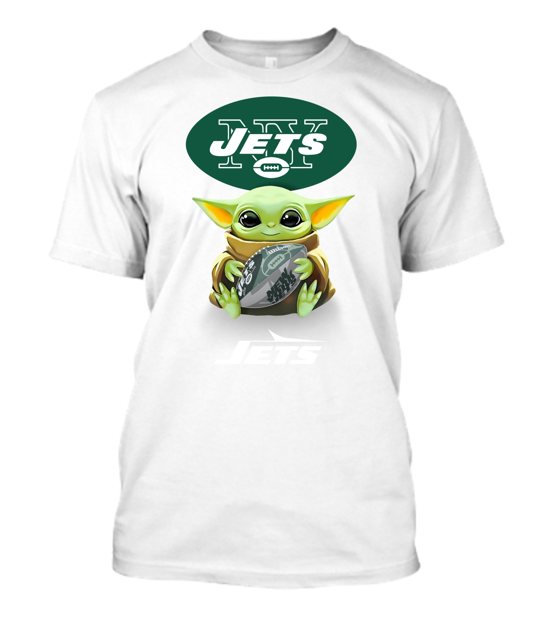 Grogu New York Jets Football Hug Tailgate White T-Shirt
