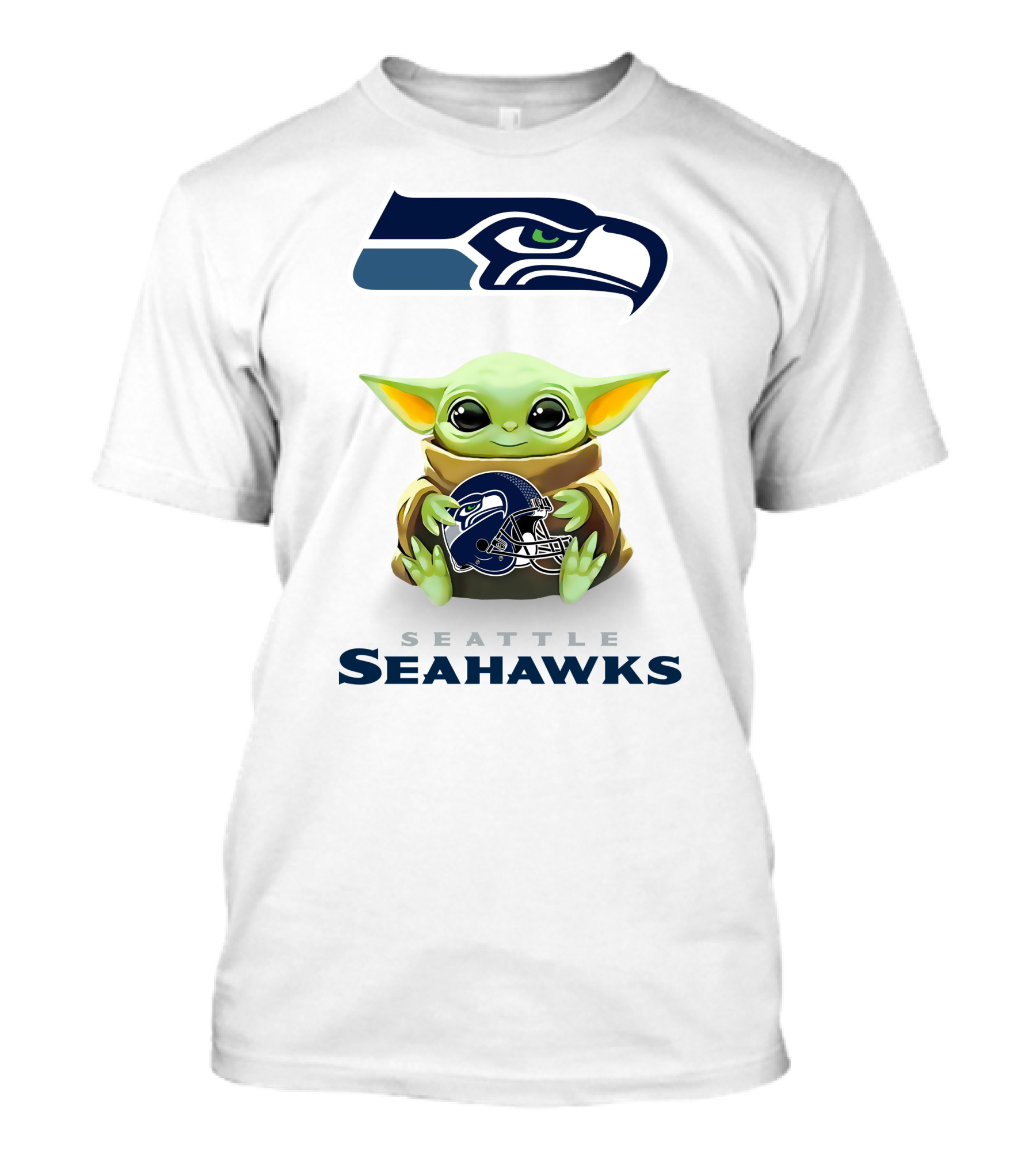 Grogu Holding Seattle Seahawks Helmet T-Shirt