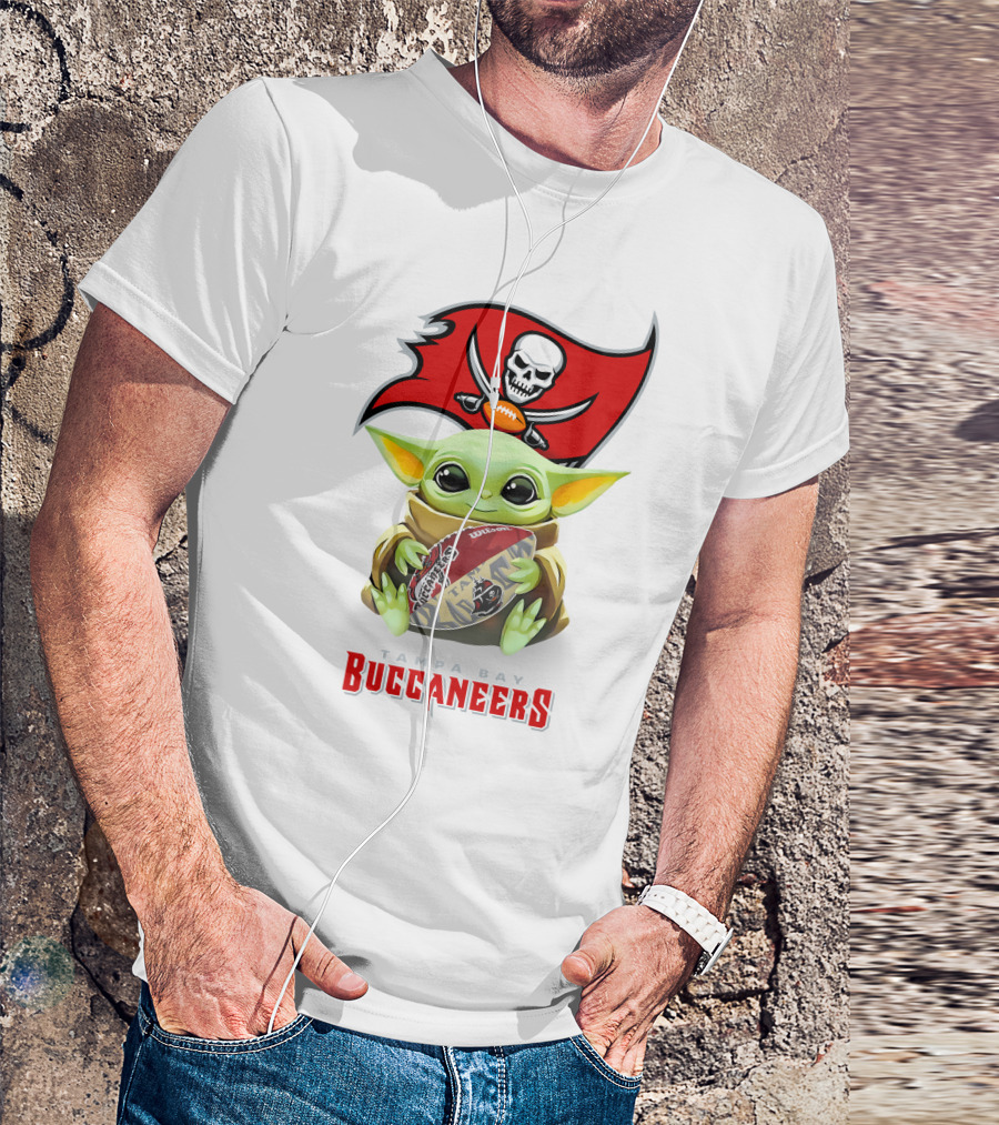 Grogu Holding Tampa Bay Buccaneers Football With Team T-Shirt