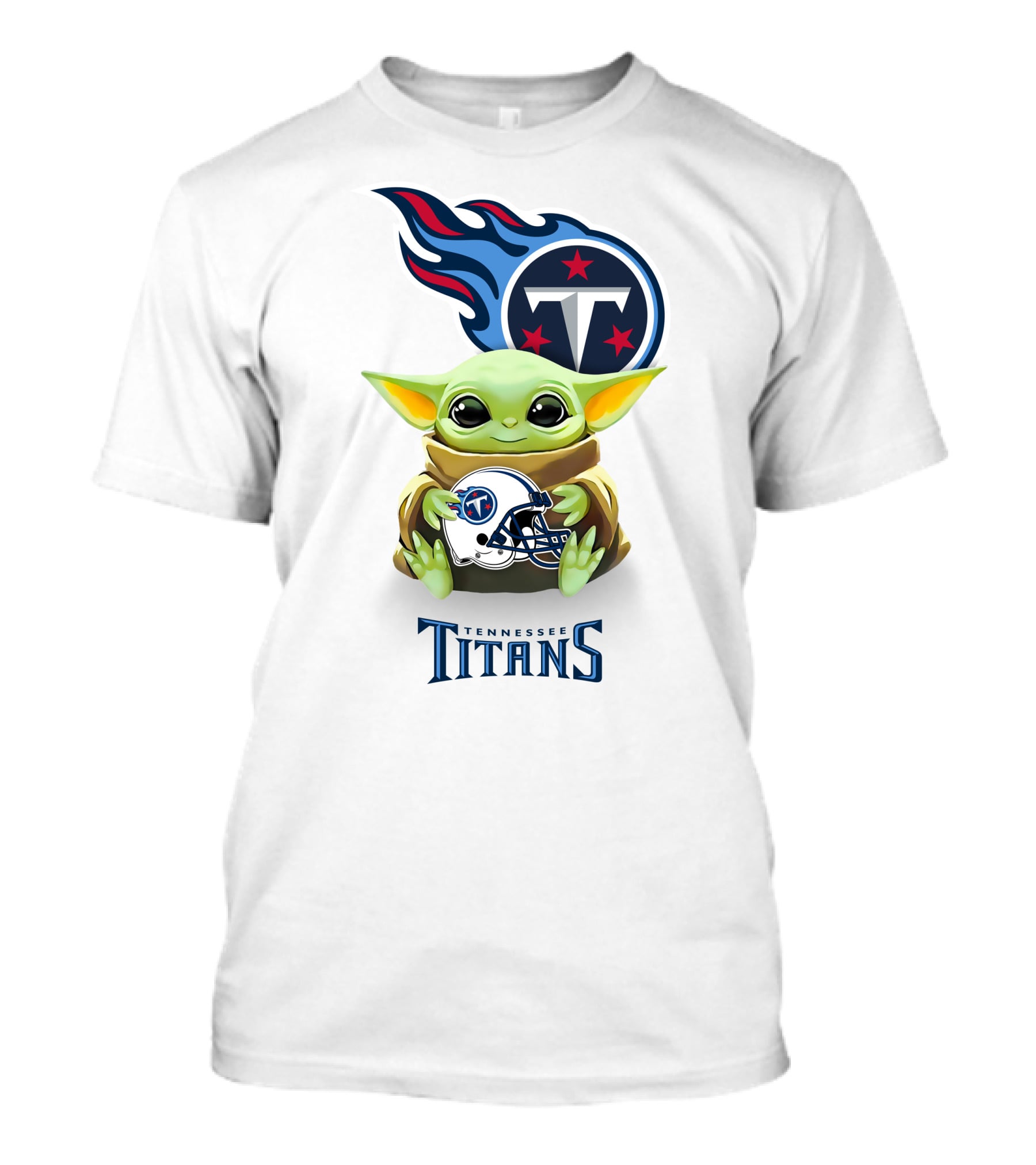 Grogu Holding Tennessee Titans Helmet T-Shirt