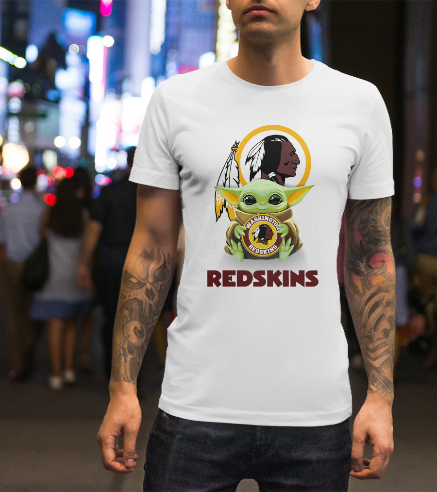 Grogu Holding Washington Redskins Logo Fans Unite T-Shirt