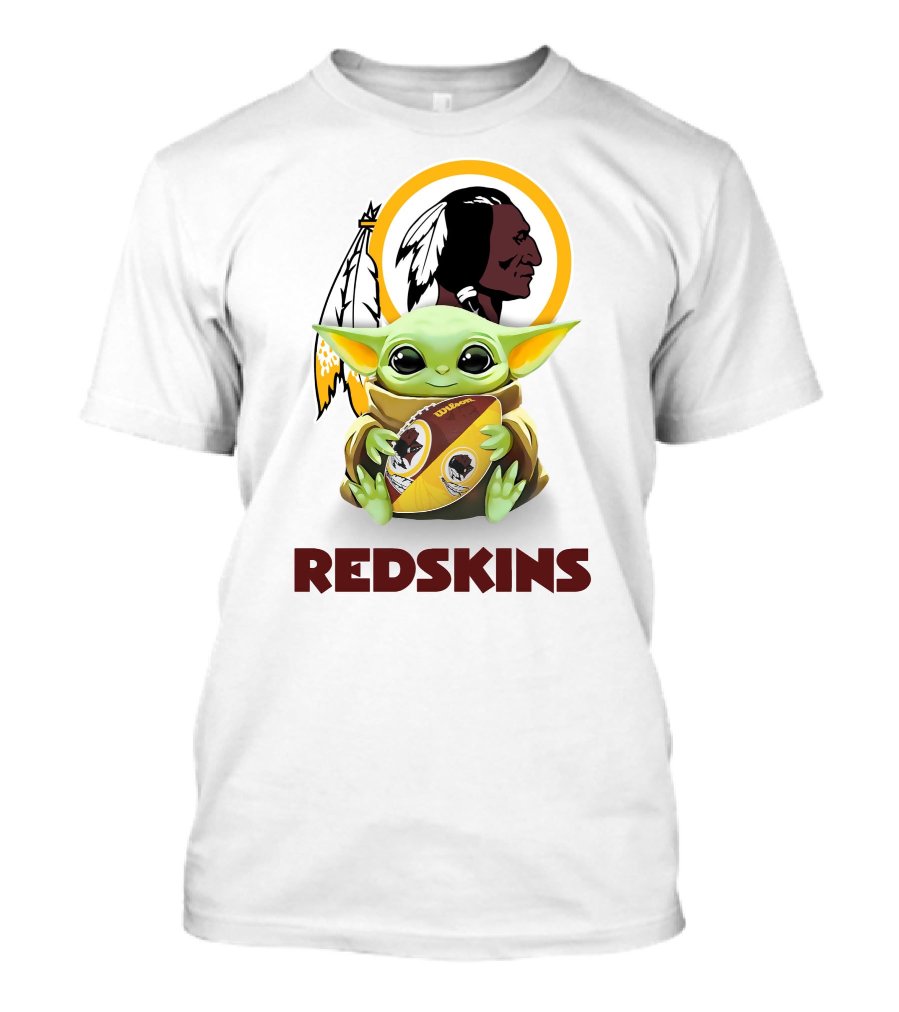 Grogu Redskins Football Hug With Team Logo And Native American T-Shirt