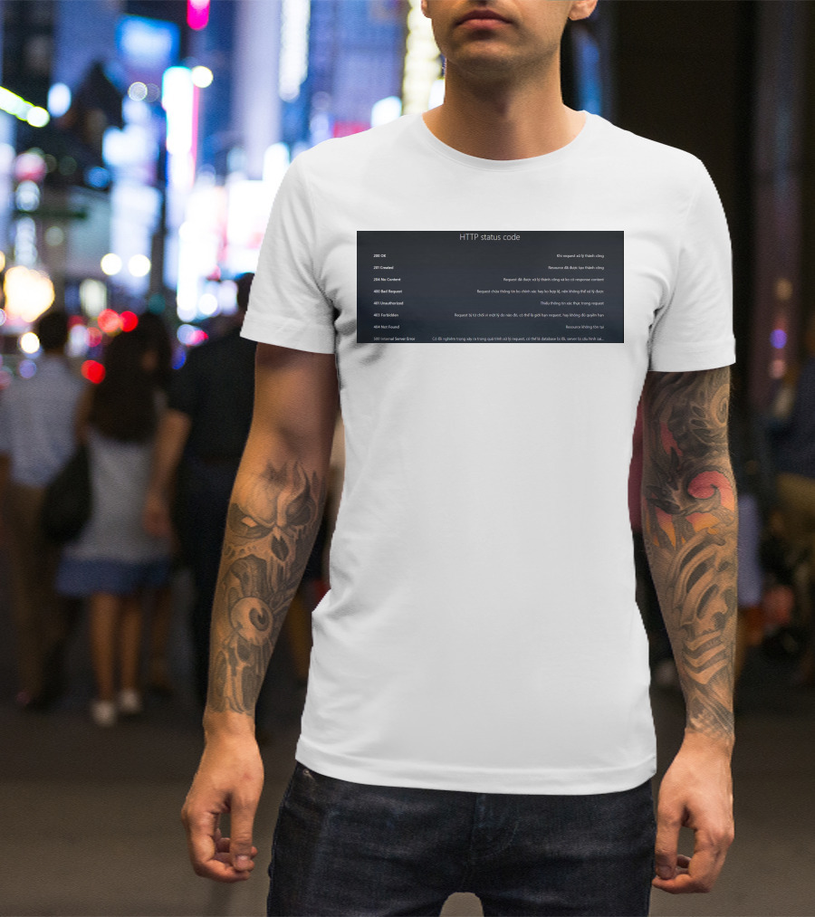HTTP Status Code 200 OK 201 Created 204 No Content 400 Bad Request 401 Unauthorized 403 Forbidden 404 Not Found 500 Internal Server Error T-Shirt