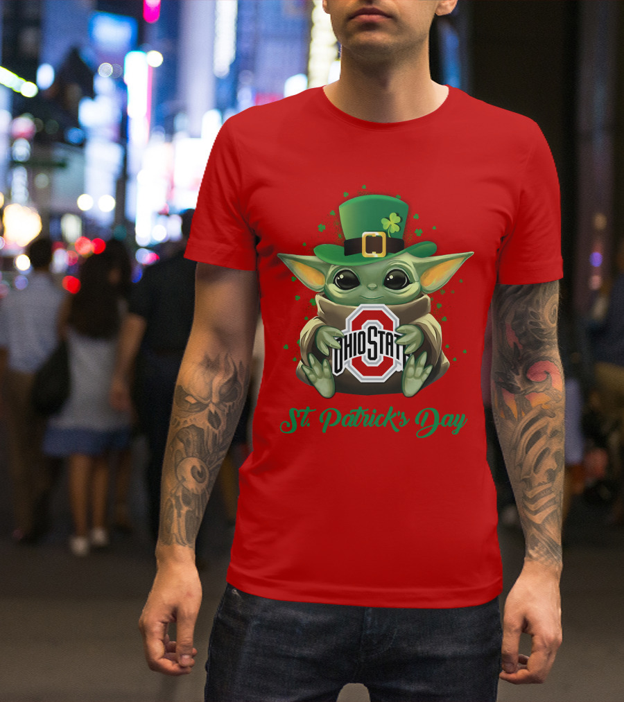 Ohio State Buckeyes Baby Yoda St. Patrick's Day T-Shirt
