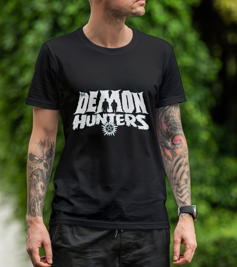 The Demon Hunters Silhouette Sun Symbol B&W T-Shirt