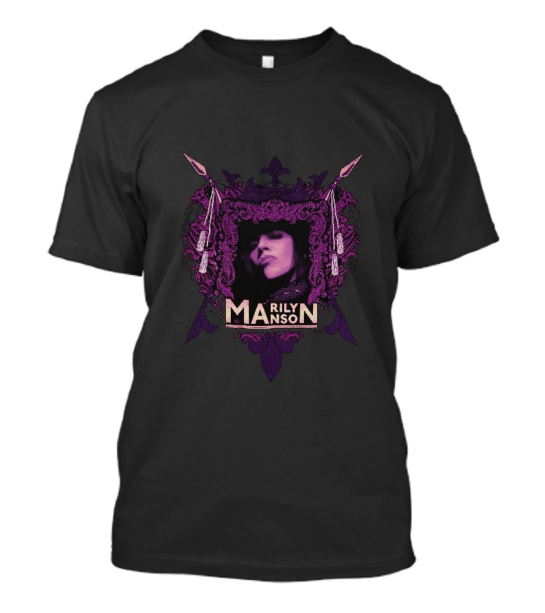 Marilyn Manson Gothic Portrait With Purple Ornate Frame T-Shirt