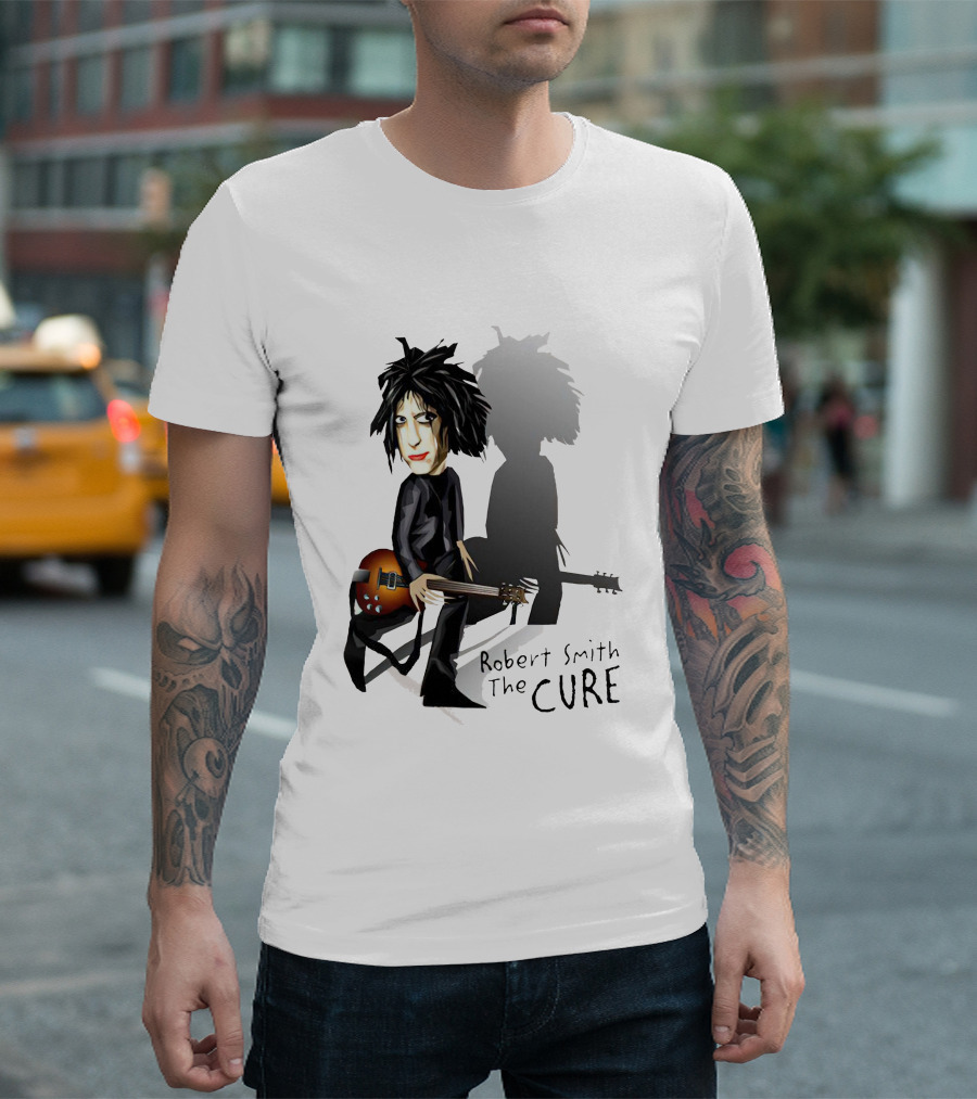 Robert Smith The Cure Guitar Cartoon T-Shirt