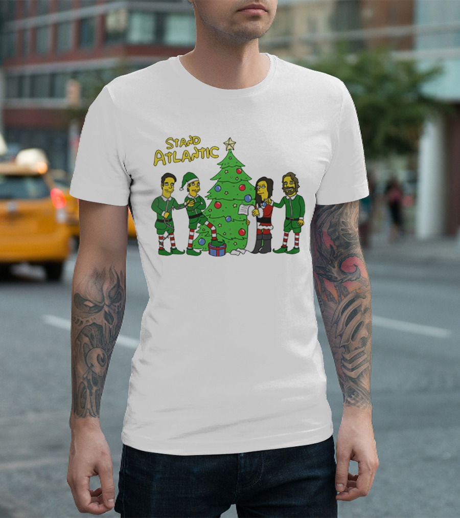 STAND ATLANTIC Christmas Tree and Cartoon Characters T-Shirt
