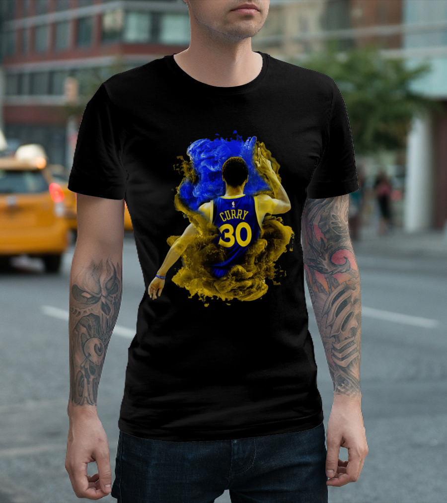 Stephen Curry 30 Blue Yellow Burst T-Shirt