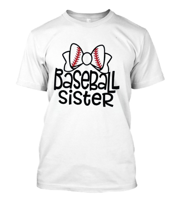 Baseball Sister With Baseball-Themed Bow T-Shirt