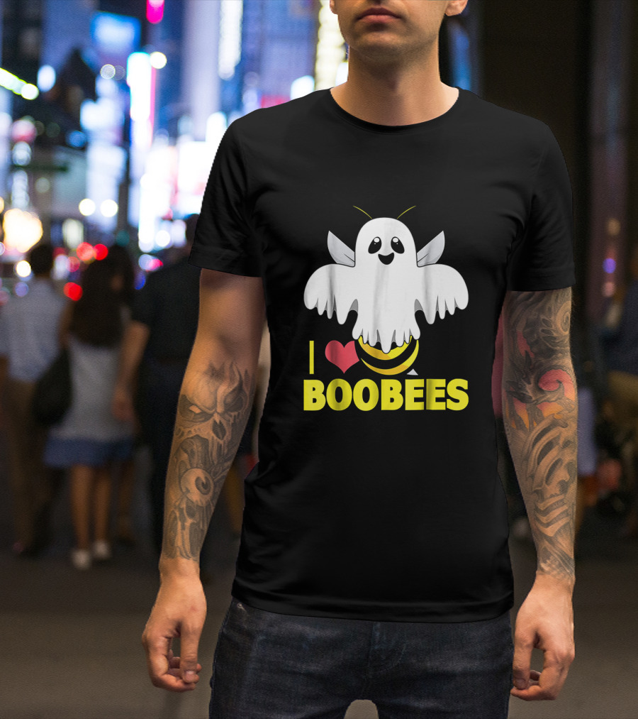 I Heart Boo Bees Funny Halloween Costume Bee And Ghost Mashup T-Shirt