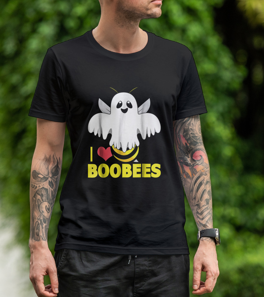 I Heart Boo Bees Funny Halloween Costume Bee And Ghost Mashup T-Shirt