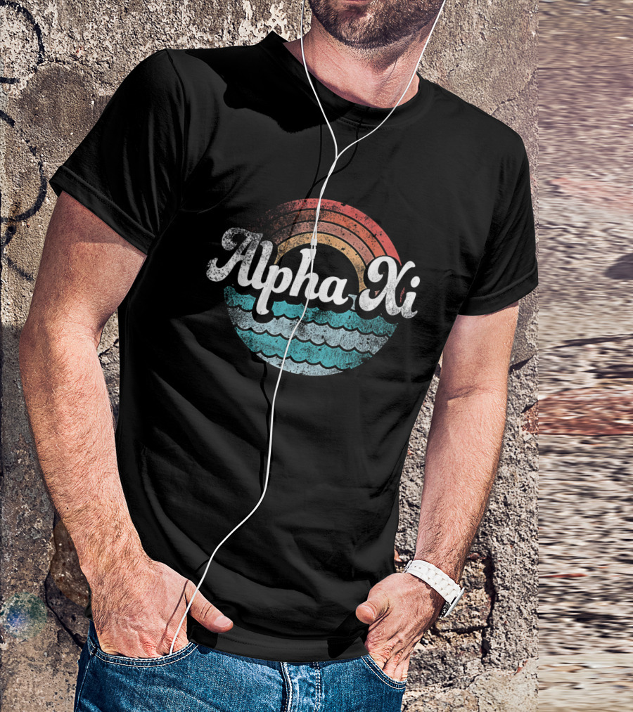 Alpha Xi Delta Retro Beach Waves Design For Sorority Pledge Rush Or Alumnae T-Shirt