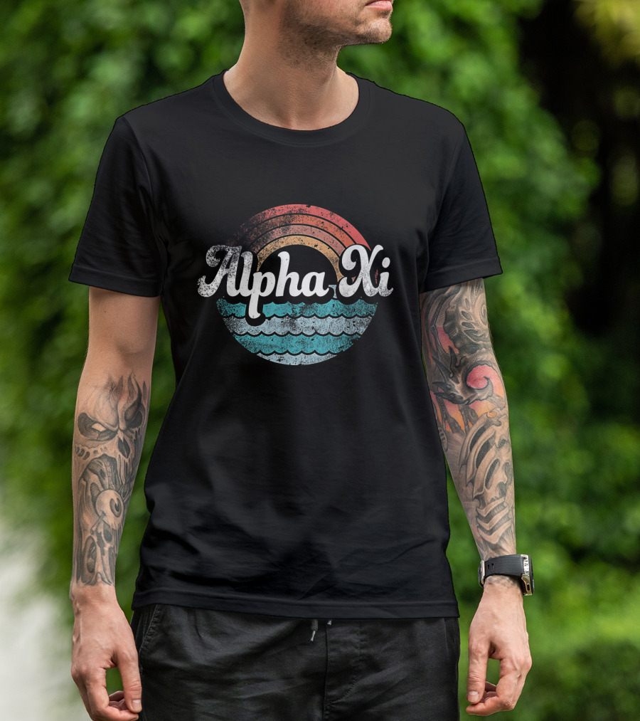 Alpha Xi Delta Retro Beach Waves Design For Sorority Pledge Rush Or Alumnae T-Shirt