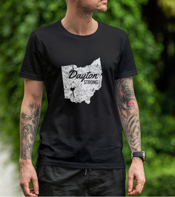 Dayton Strong Ohio Map With Heart Symbol Memorial T-Shirt