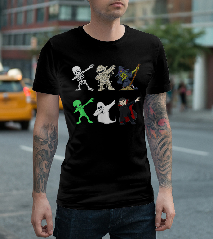 Skeleton Mummy Witch Alien Ghost Vampire Dabbing Monsters T-Shirt