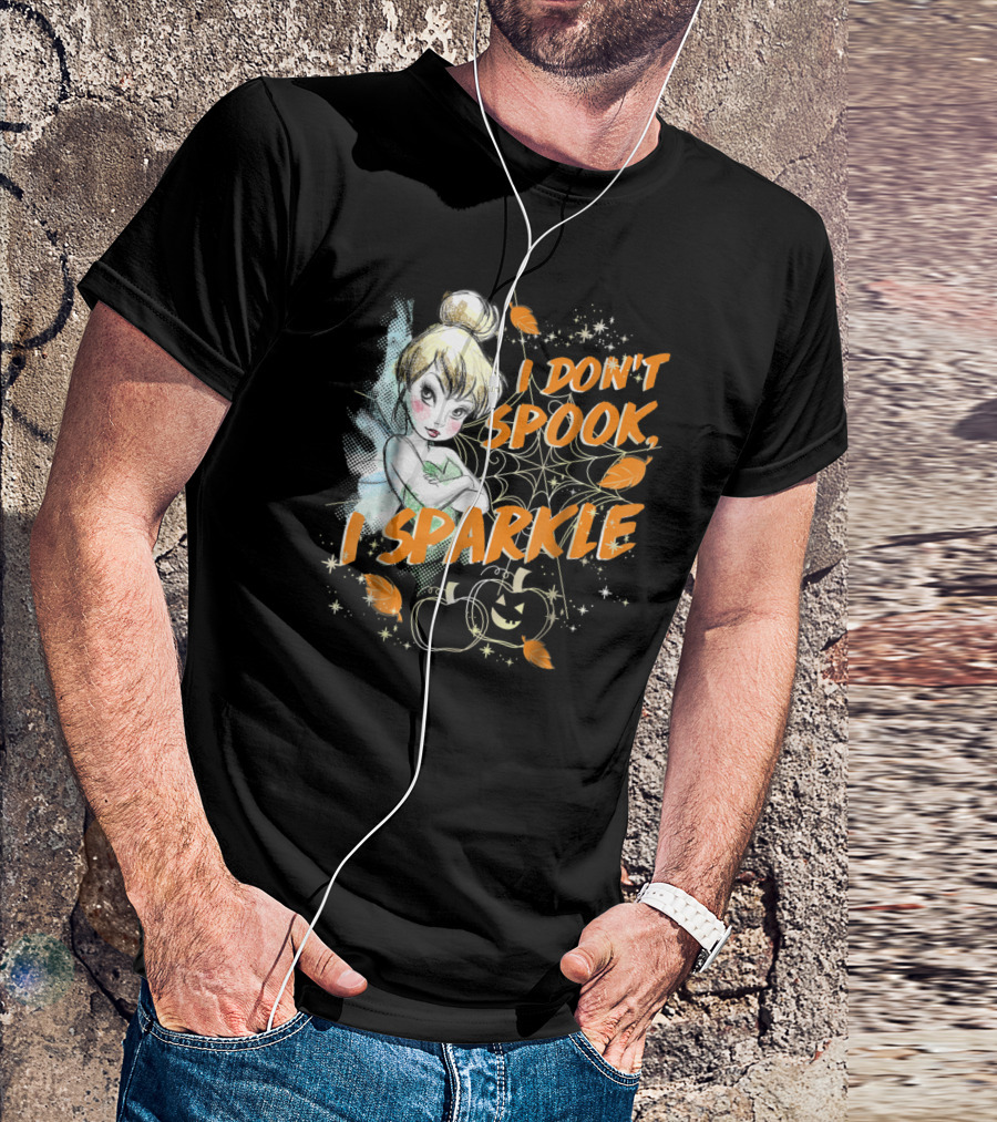 Tinkerbell I Don't Spook I Sparkle Halloween Pumpkin Leaves T-Shirt
