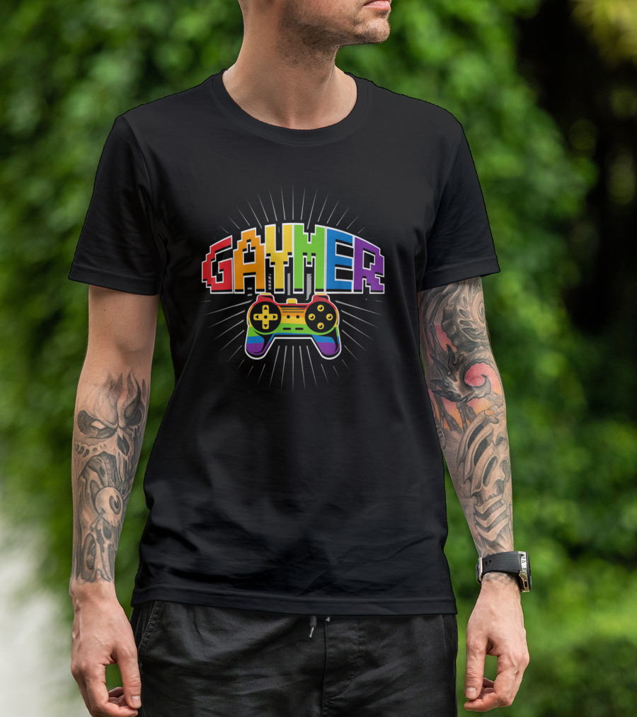 Threadrock Men's Gaymer Rainbow Love Controller Pride T-Shirt