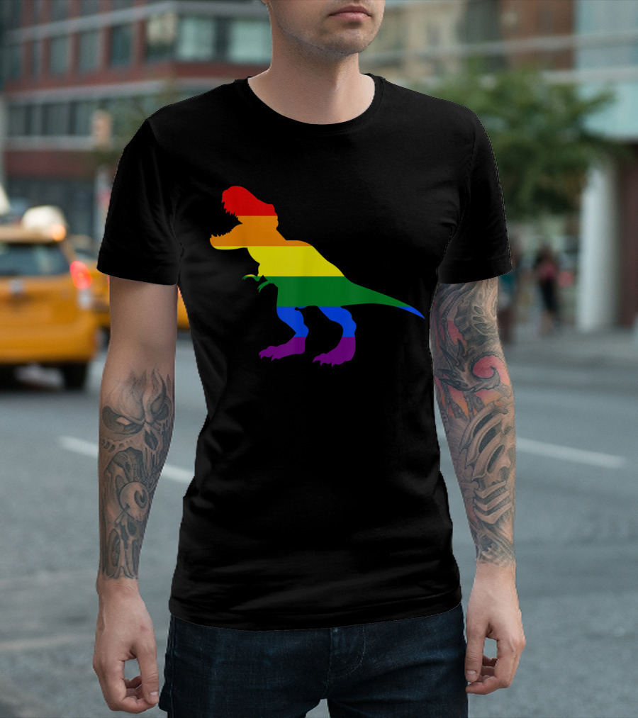 Dino Pride Rainbow Flag LBGT T-Rex Pride Month T-Shirt