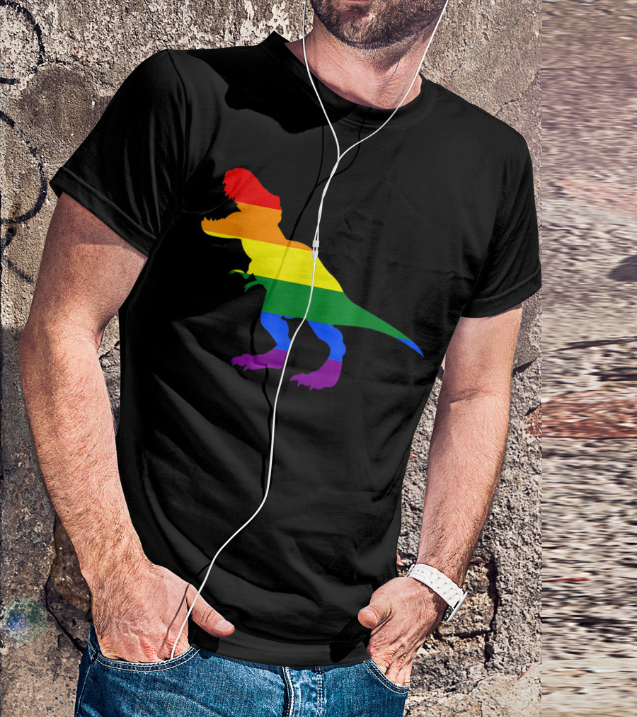 Dino Pride Rainbow Flag LBGT T-Rex Pride Month T-Shirt